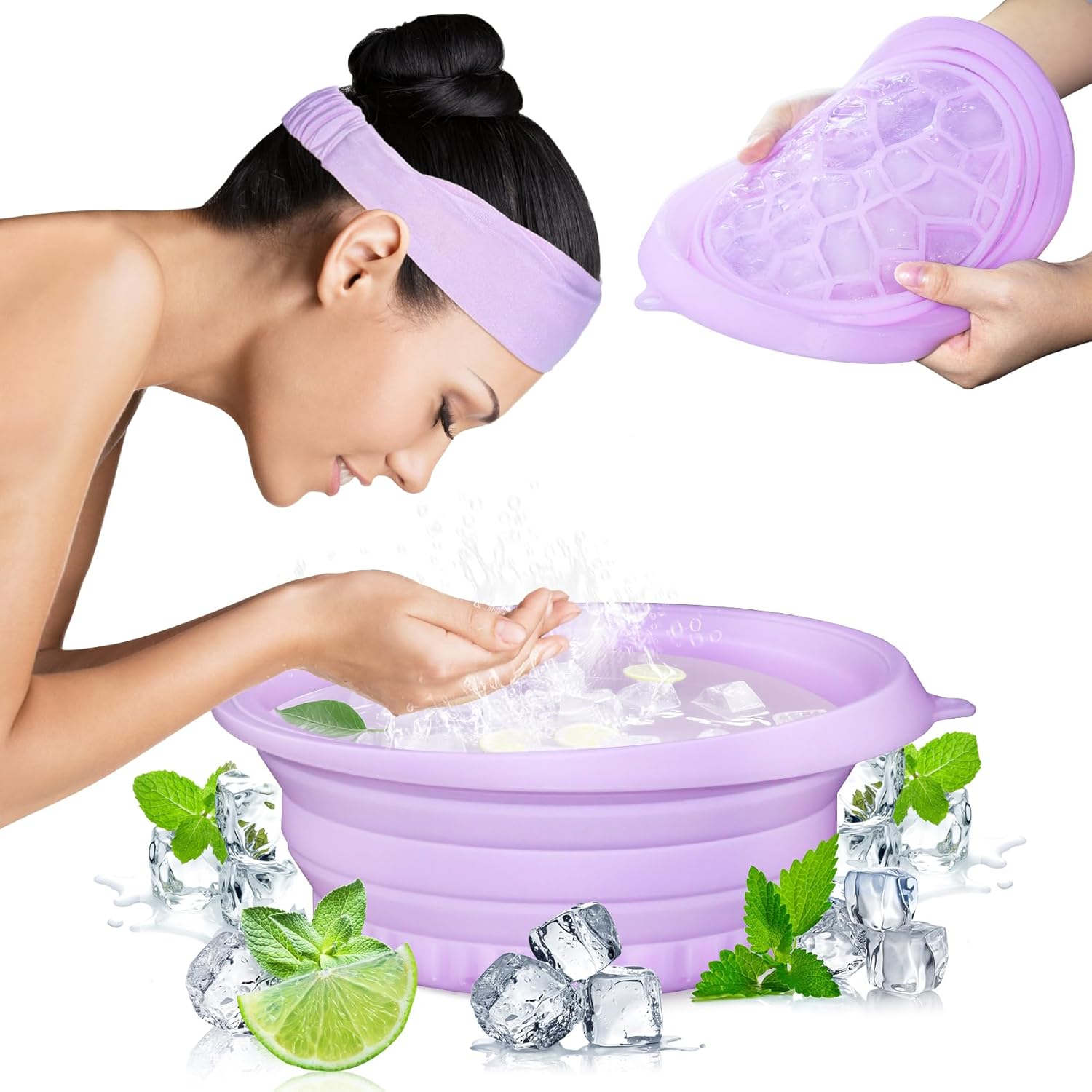 Foldable Ice Bowl with Built-In Ice Tray – Silicone Facial Ice Bath for Shrinking Pores, Boosting Circulation, Cold Plunge Skincare Gift for Men & Women Quick Pick Grocers